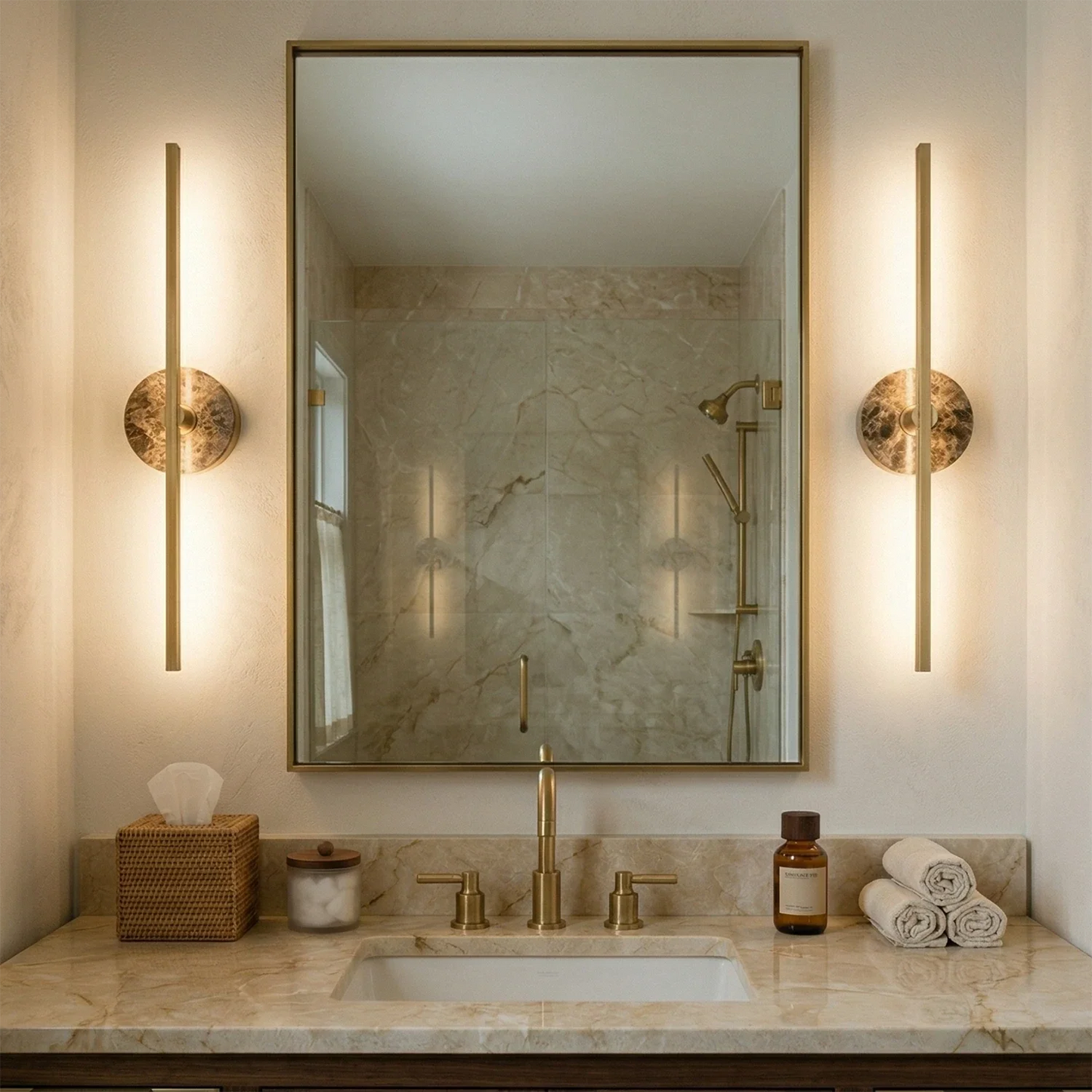 Essential Alabaster Brass Wall Sconce