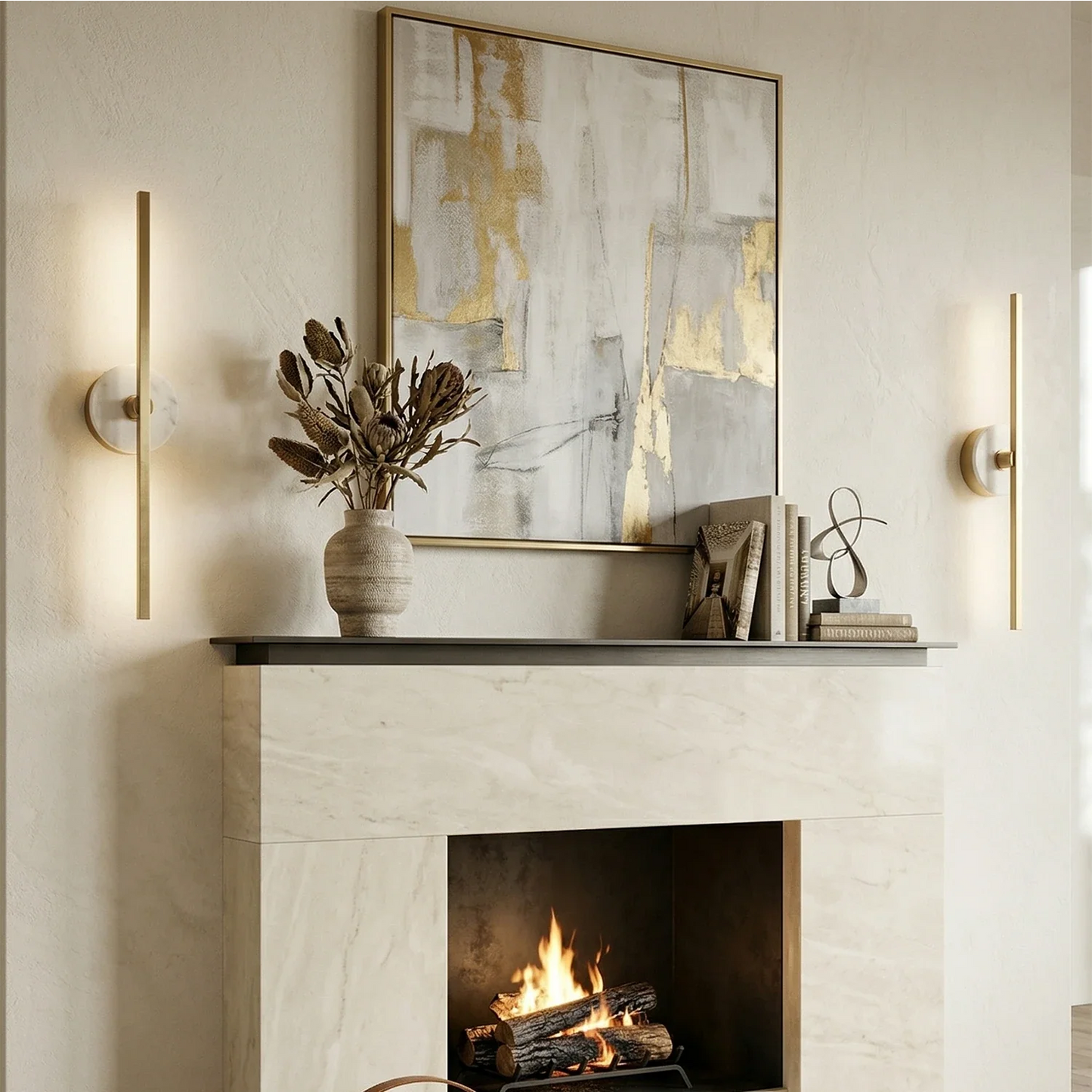 Essential Alabaster Brass Wall Sconce