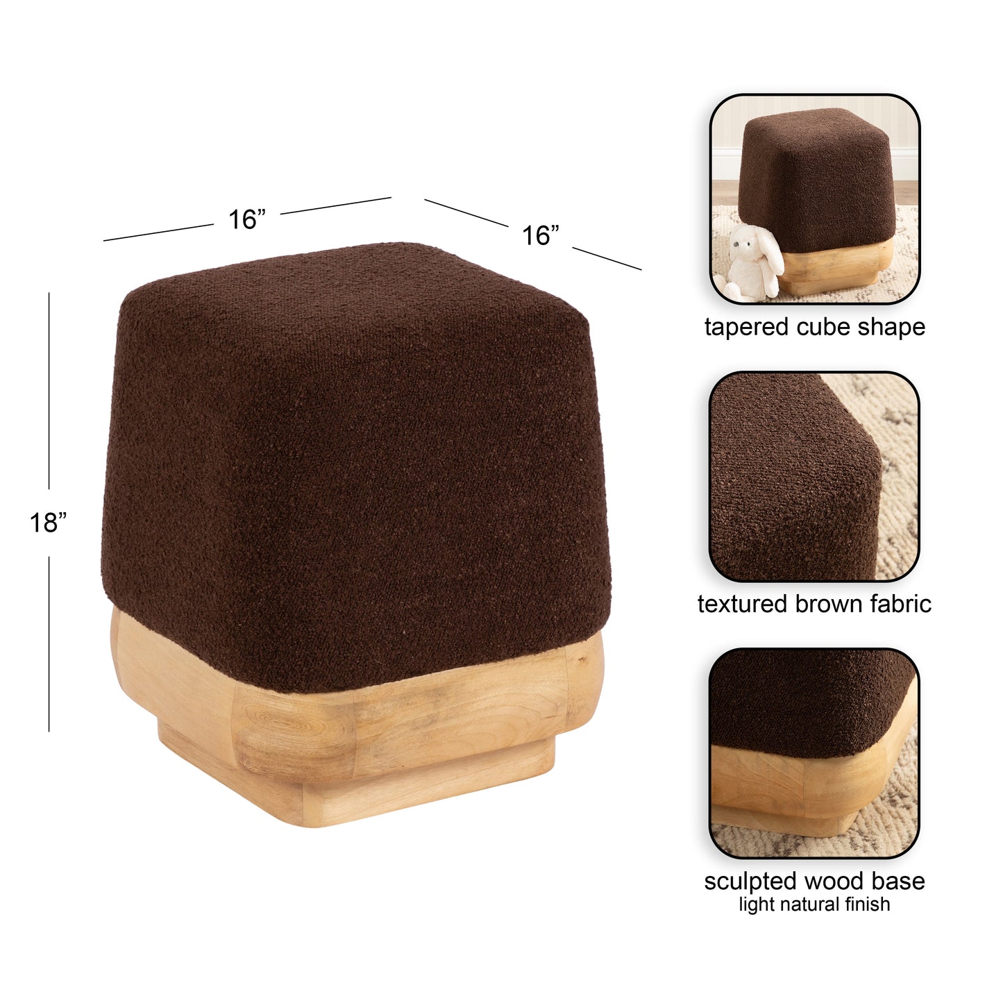 Sabri Square Ottoman Fabric and Wood