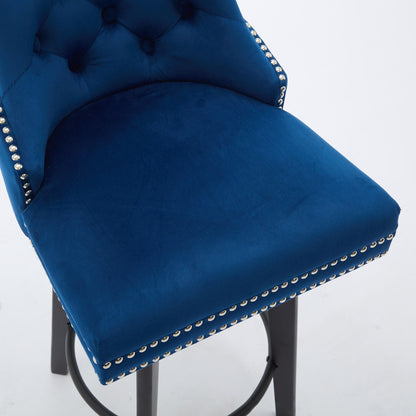 Swivel Bar Stools With Button Tufted Design And Rivet Trim