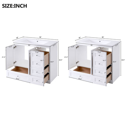 Shaker Free Standing Bathroom Vanity Cabinet & Sink, Soft Close Drawers, Soft Close Doors