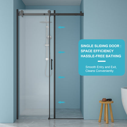 48"W x 76"H Single-Slide Shower Door - 8mm Tempered Glass