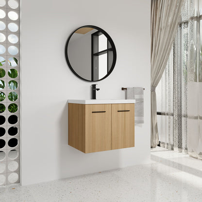 Floating Bathroom Vanity With Sink, Wall Mounted Double Door Storage