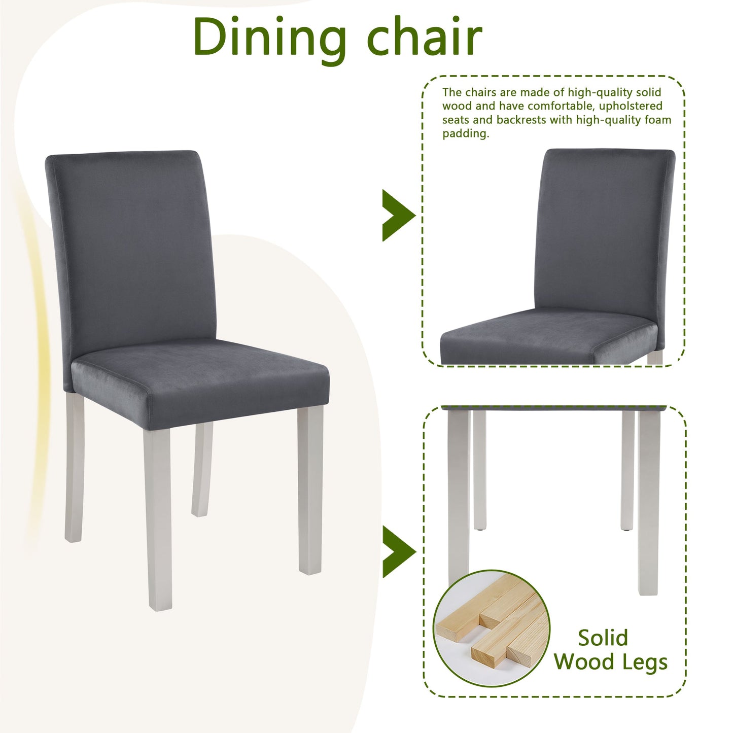 6 Piece Wooden Dining Table Set