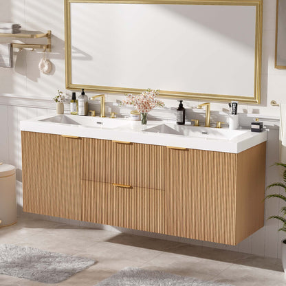 Modern Wall Mounted Bathroom Vanity, Soft Close Doors