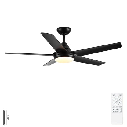 Ceiling Fan With Lights And Remote Control, Reversible DC Motor, 6 Speeds, 3 Cct Dimmable LED, Quiet Timer For Indoor - Black