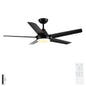 Ceiling Fan With Lights And Remote Control, Reversible DC Motor, 6 Speeds, 3 Cct Dimmable LED, Quiet Timer For Indoor - Black
