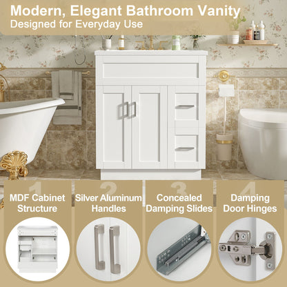 Bathroom Vanity With 2 Doors, 2 Drawers, Adjustable Shelf, Hidden Slides & Soft Close Hinges