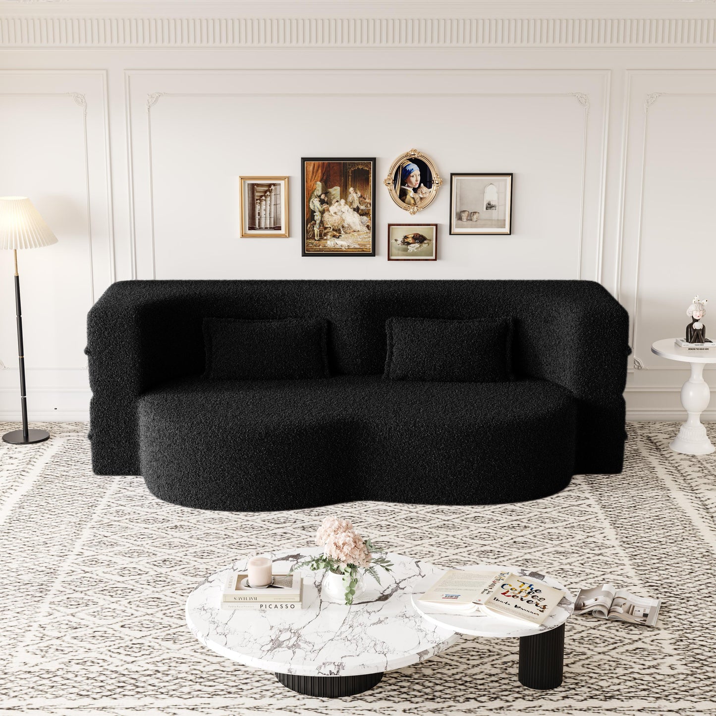 Modern Floor Sofa with 2 Pillows