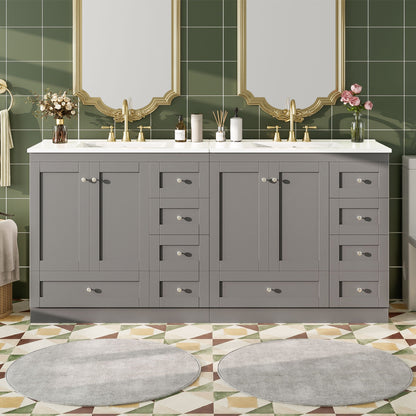 Shaker Free Standing Bathroom Vanity Cabinet & Sink, Soft Close Drawers, Soft Close Doors