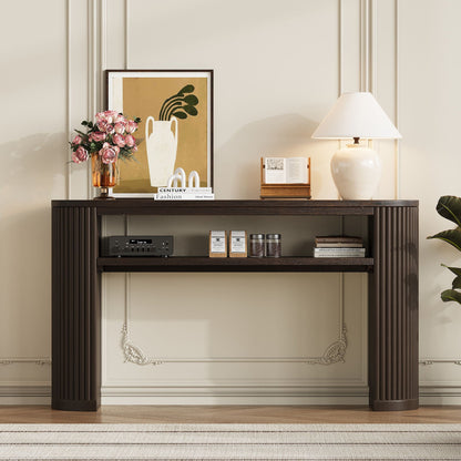 Console Table With Fluted Legs, Open Shelf