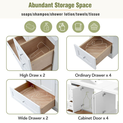 Shaker Free Standing Bathroom Vanity Cabinet & Sink, Soft Close Drawers, Soft Close Doors