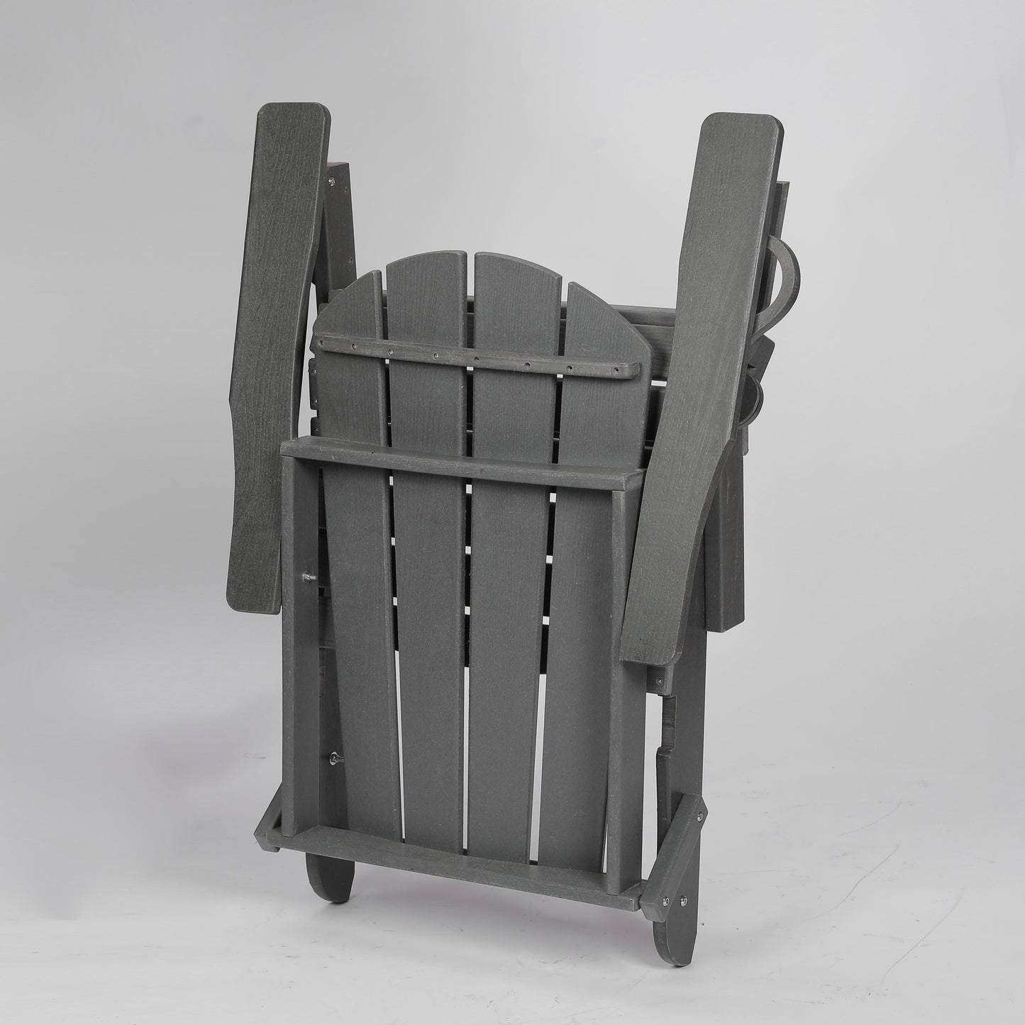 HDPE Folding Adirondack Chair with Dual Cup Holder - Gray