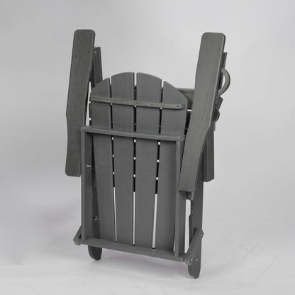 HDPE Folding Adirondack Chair with Dual Cup Holder - Gray