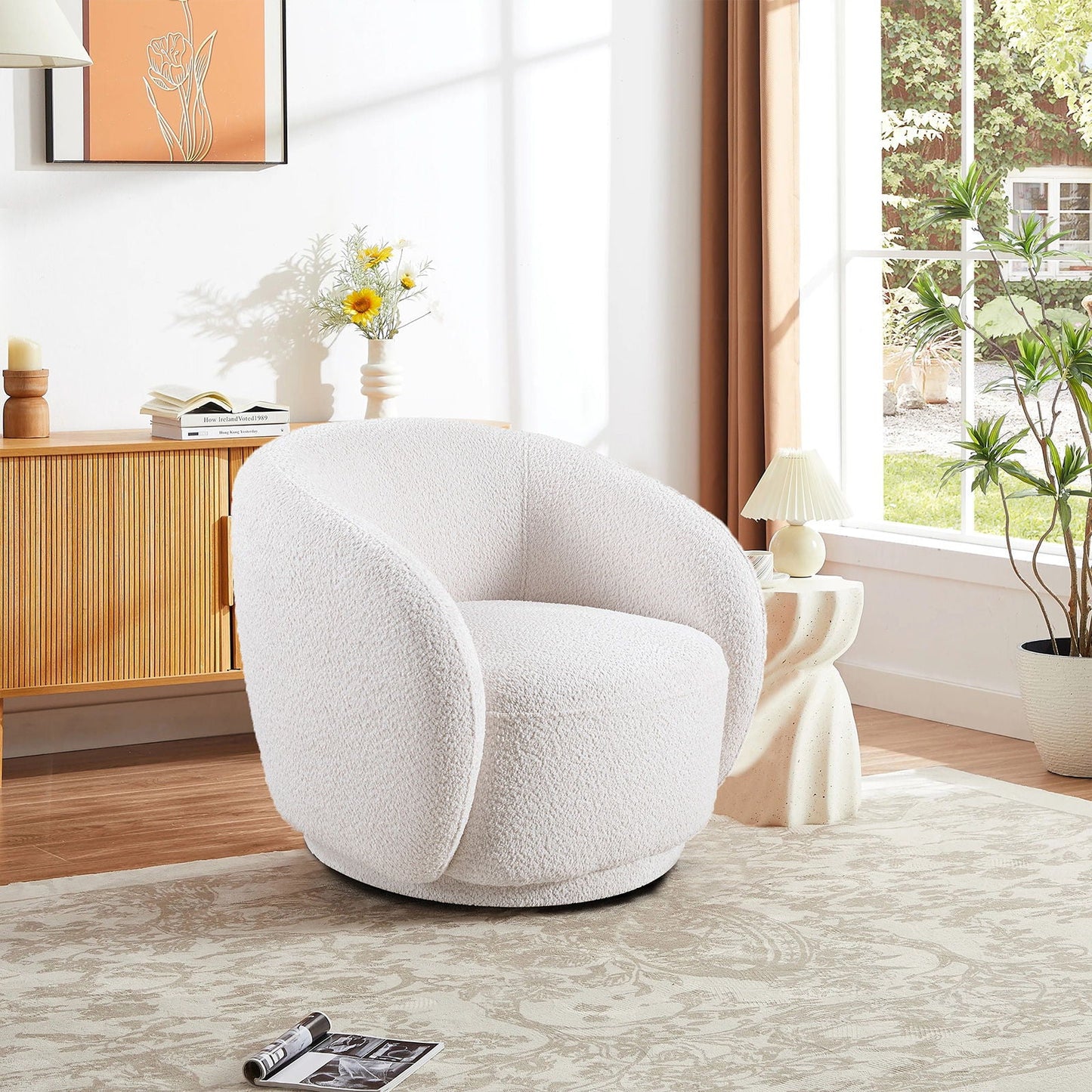 Swivel Accent Upholstered Barrel Chair