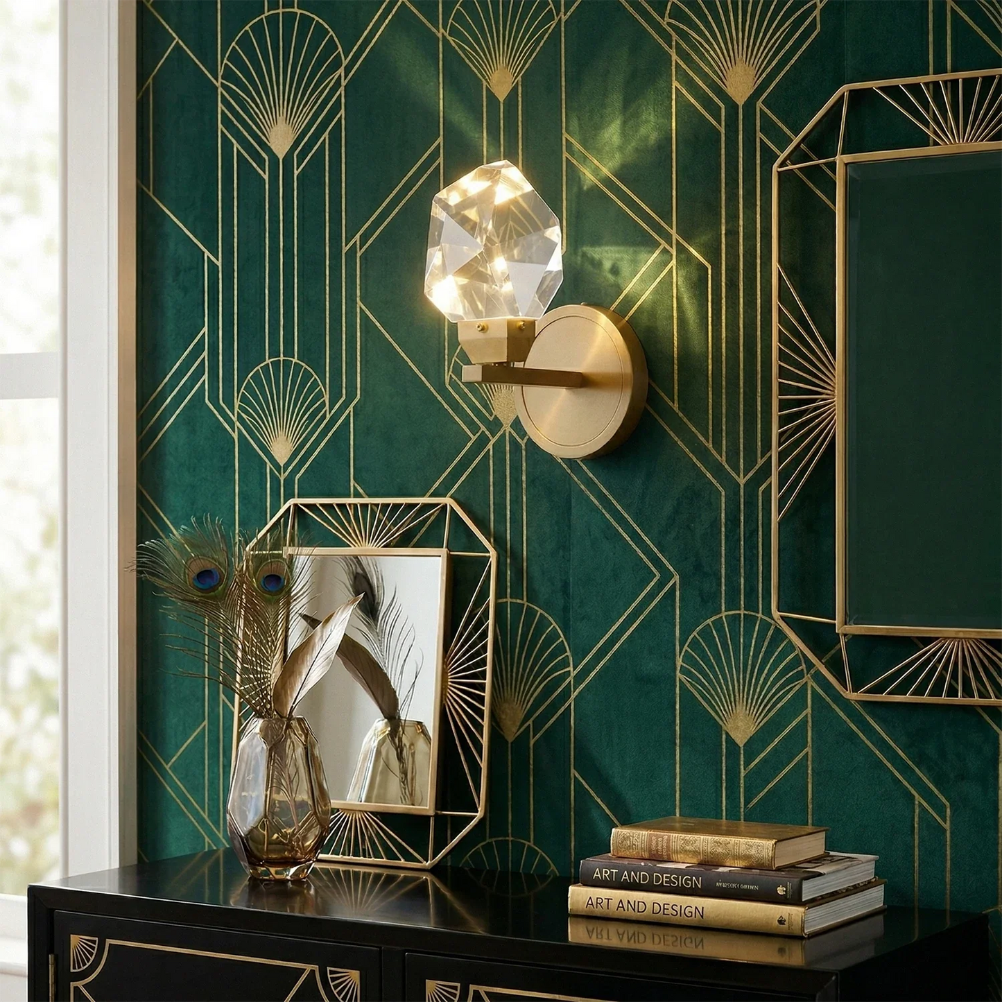 Faceted Crystal Masonry Wall Sconce