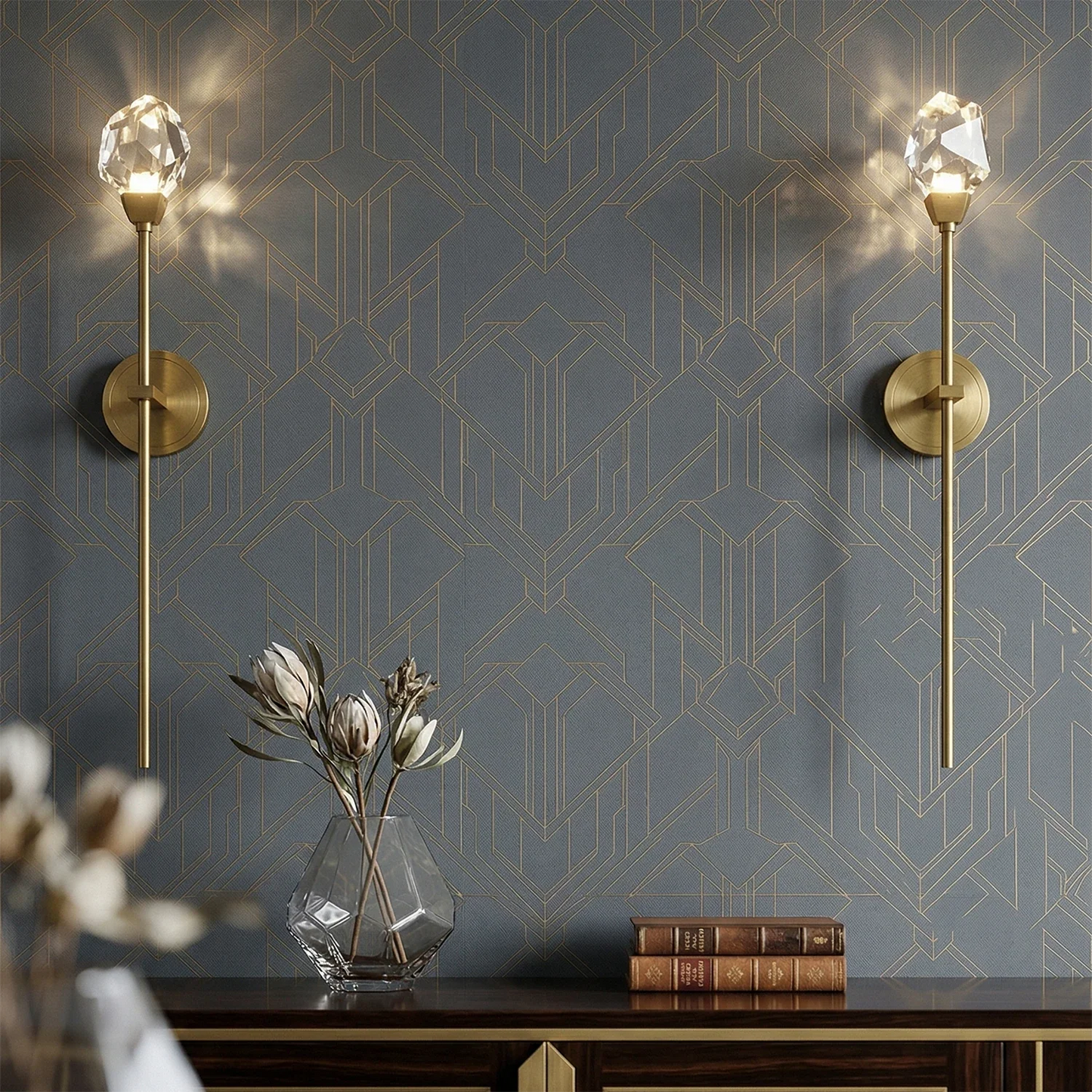 Faceted Crystal Masonry Wall Sconce