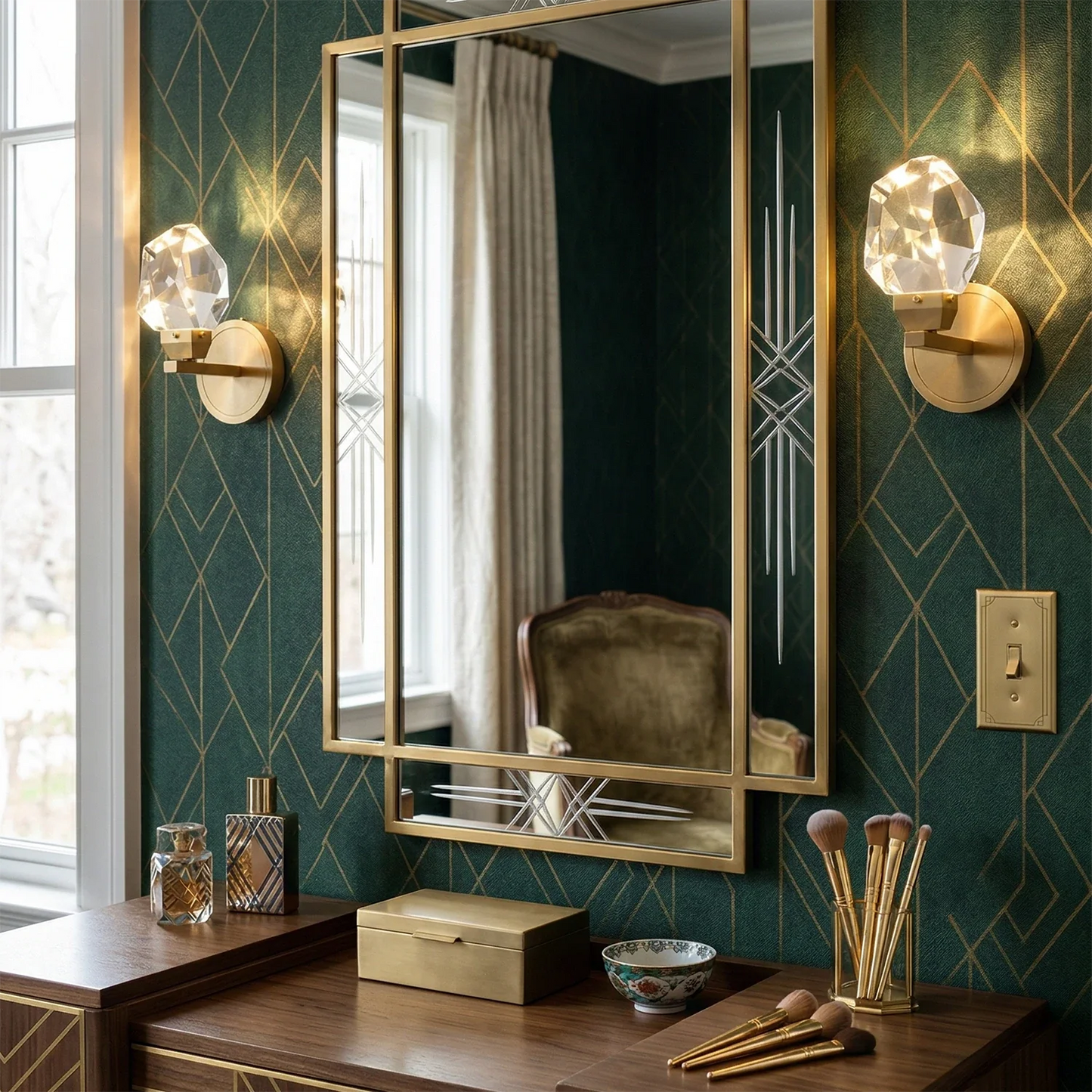 Faceted Crystal Masonry Wall Sconce