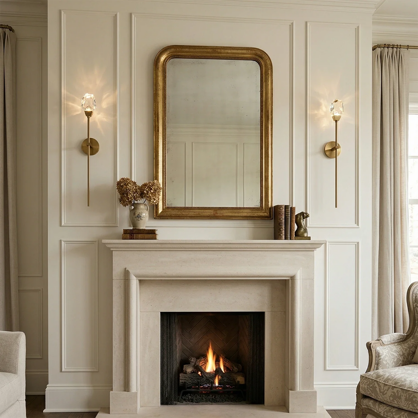 Faceted Crystal Masonry Wall Sconce