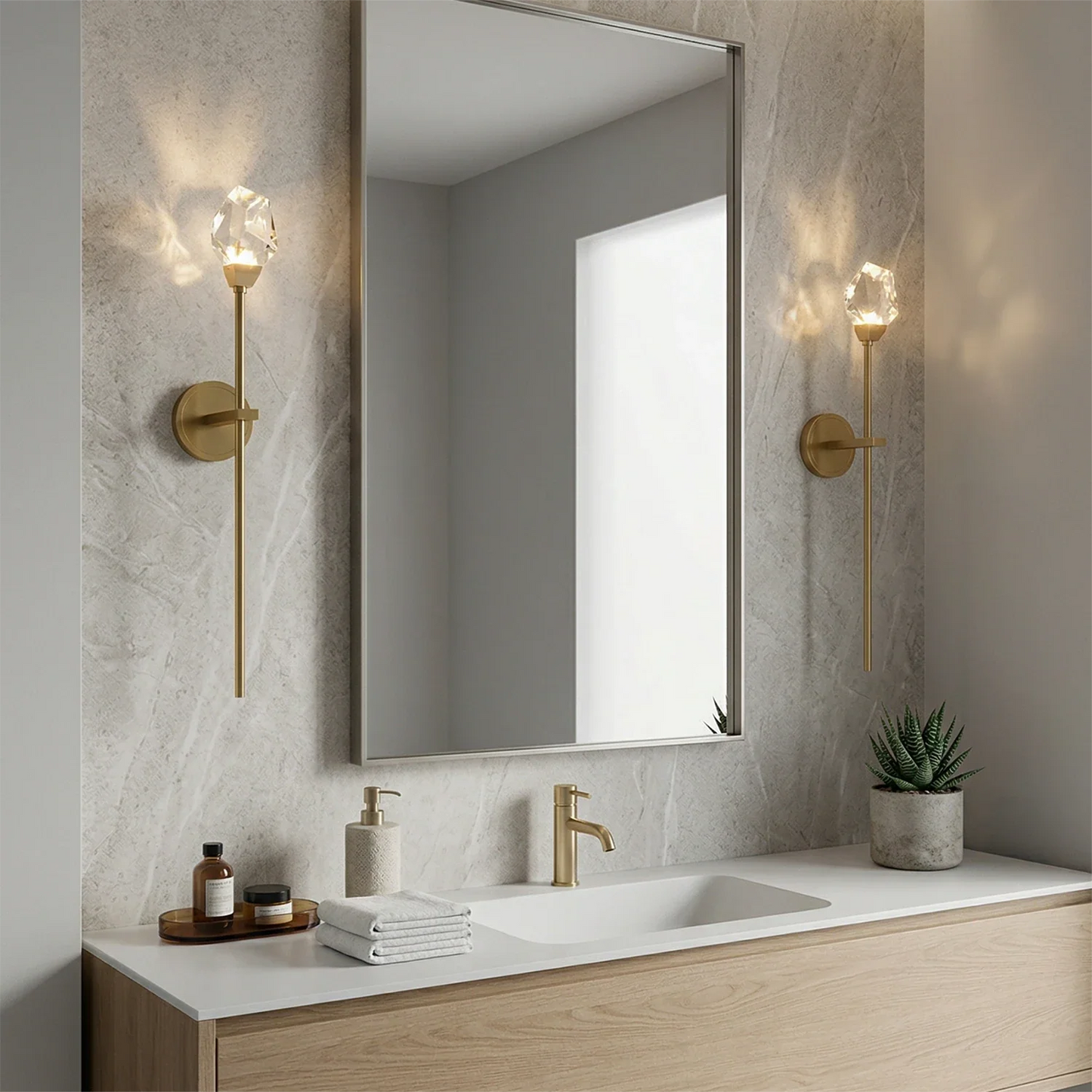 Faceted Crystal Masonry Wall Sconce