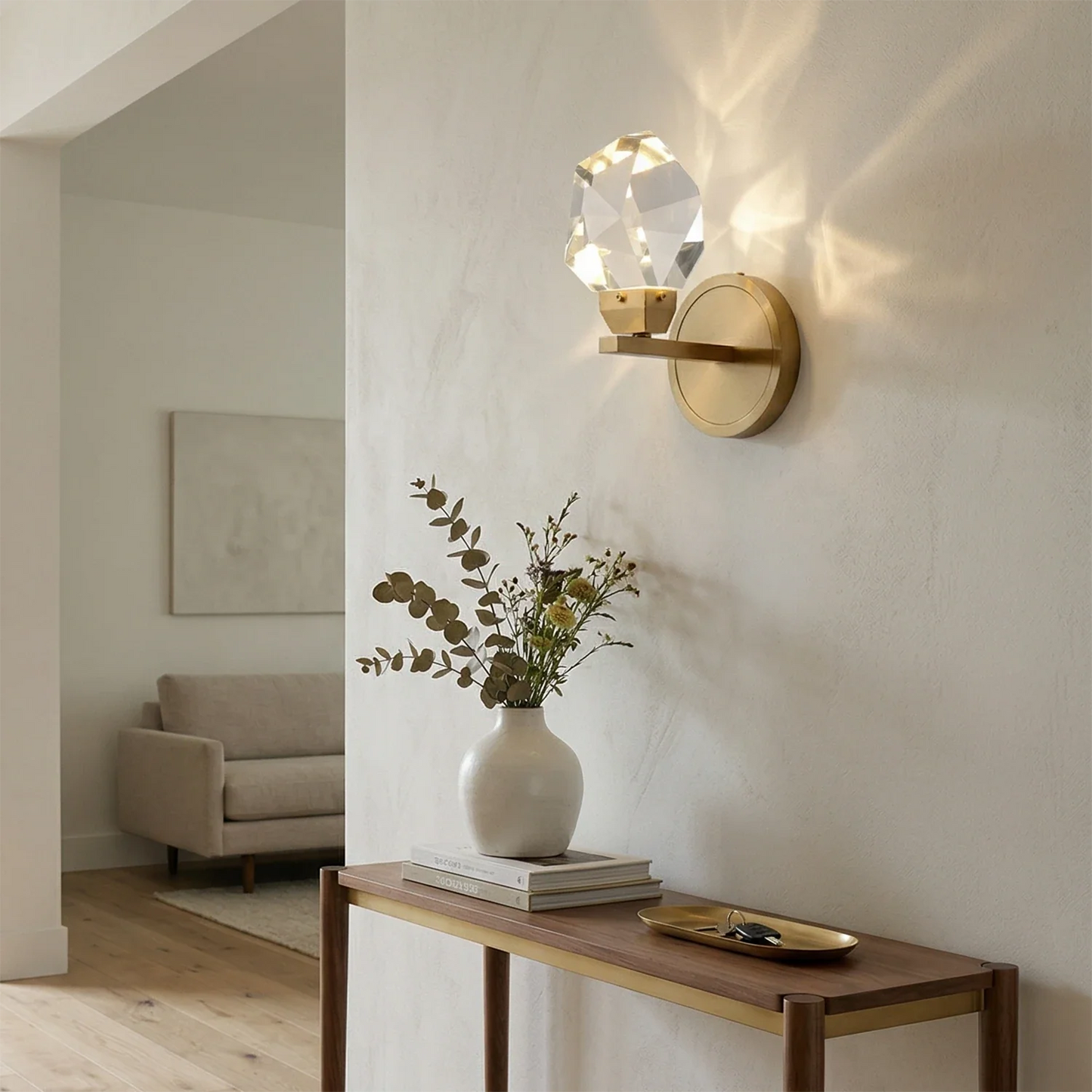 Faceted Crystal Masonry Wall Sconce