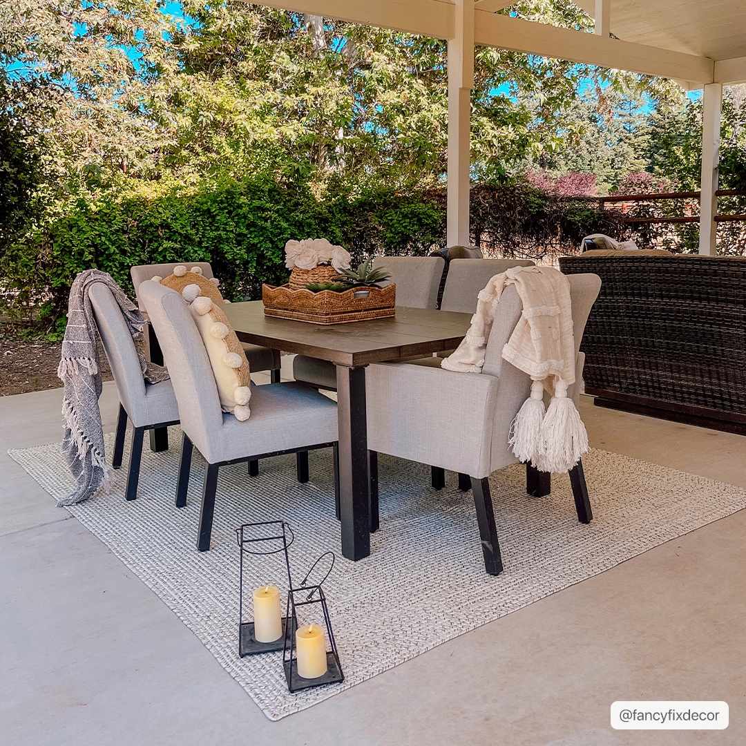 Beige Braided Faux Jute Outdoor Rug