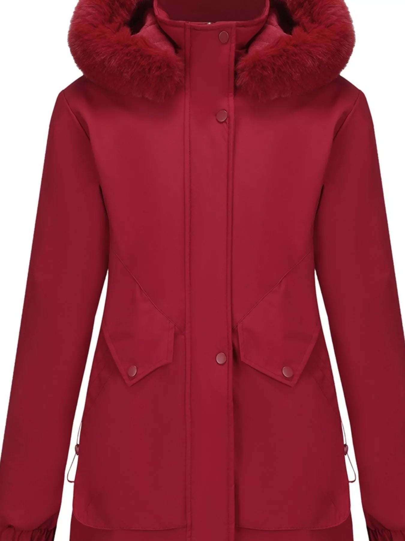 Full Size Fur Hooded Warm Winter Parka Outerwear Plus Size
