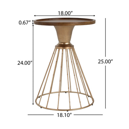 Hollow Edge Retro Art Pine Side Table, Antique