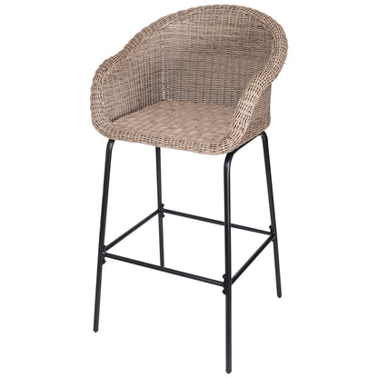 Ladd Outdoor Metal Wicker Barstool Set of 2