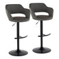 Margarite - Contemporary Adjustable Barstool With Swivel With Rounded T Footrest (Set of 2)