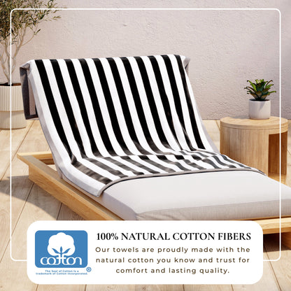Oversized Striped Border Cabana Beach Towels - Santa Cruz.