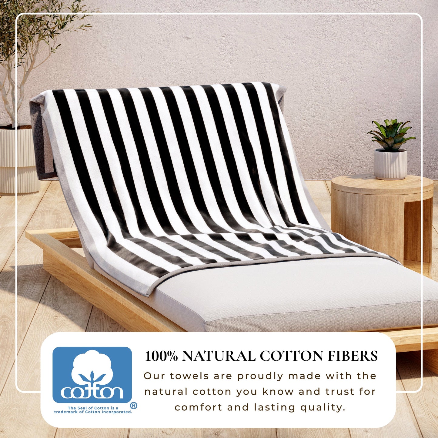 Oversized Striped Border Cabana Beach Towels - Santa Cruz.
