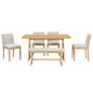 Dining Set With Rectangular Table, 4 Upholstered Chairs & 1 Padded Bench