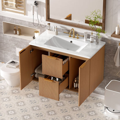 Modern Wall Mounted Bathroom Vanity, Soft Close Doors