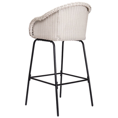 Ladd Outdoor Metal Wicker Barstool Set of 2 - Light Gray