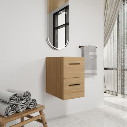 Floating Bathroom Vanity Drawer Base, Wall Mounted Storage With 2 Drawers - Light Oak