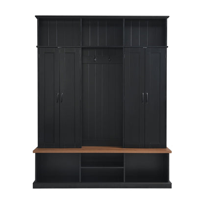 Entryway Hall Tree With Bench, 3 Top Cubbies & Bottom Storage Space