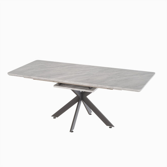 Modern Extendable Dining Table Set With Soft Padded Armless Chairs