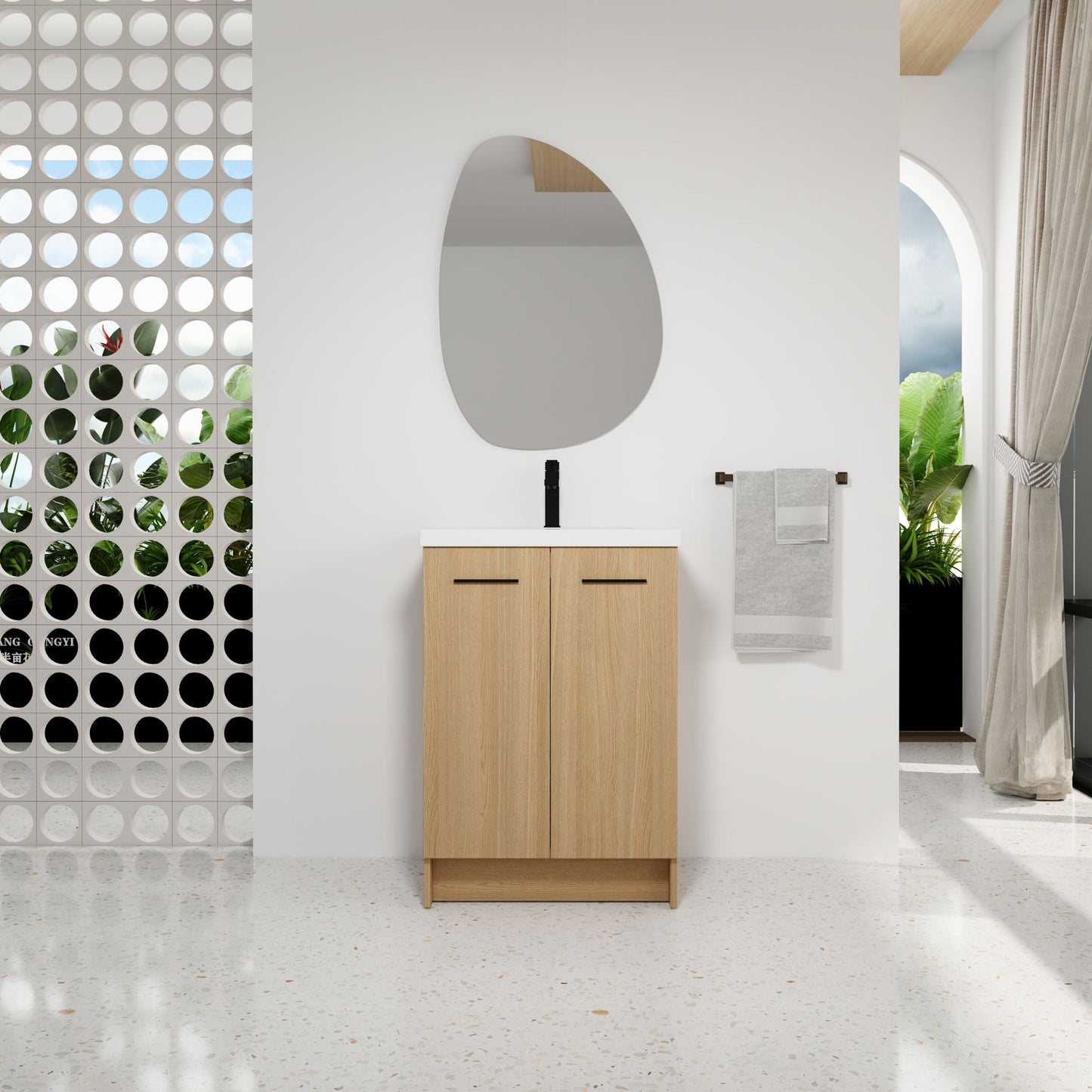 Floating Bathroom Vanity With Sink, Wall Mounted Double Door Storage
