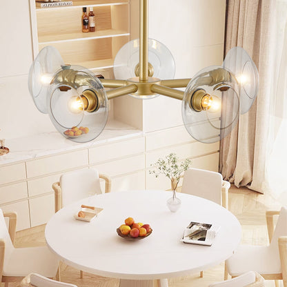 26" Modern Gold 5-Light Sputnik Chandelier with Clear Glass Shades