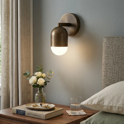 Fixed Down Brass Capsule Wall Sconce