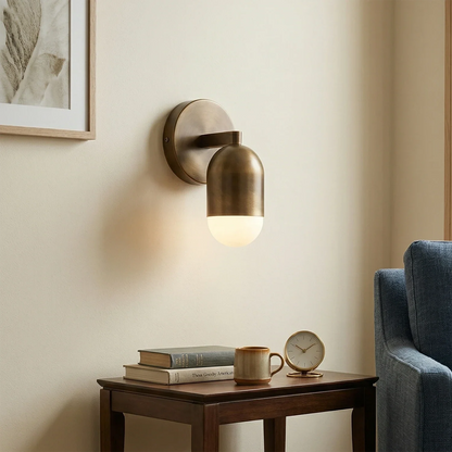 Fixed Down Brass Capsule Wall Sconce