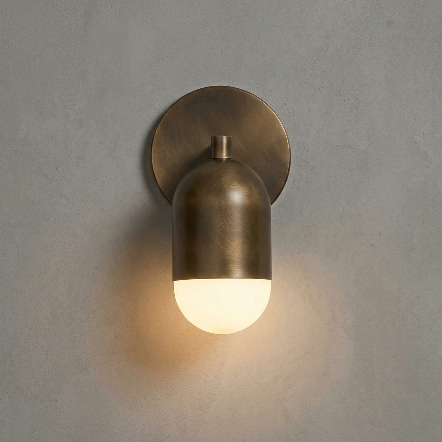Fixed Down Brass Capsule Wall Sconce