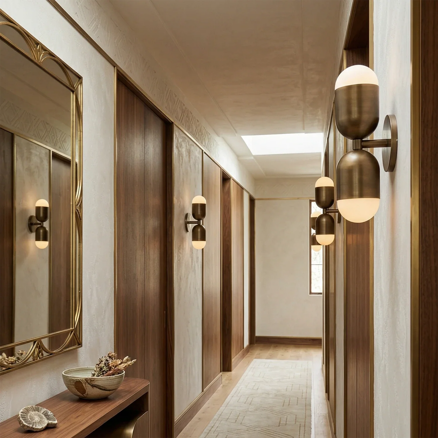 Fixed Down Brass Capsule Wall Sconce