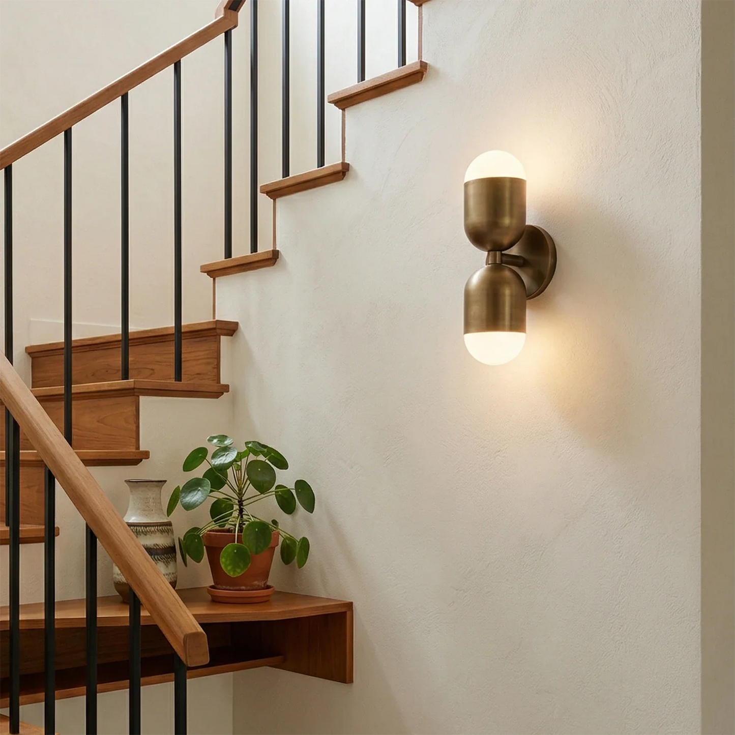 Fixed Down Brass Capsule Wall Sconce
