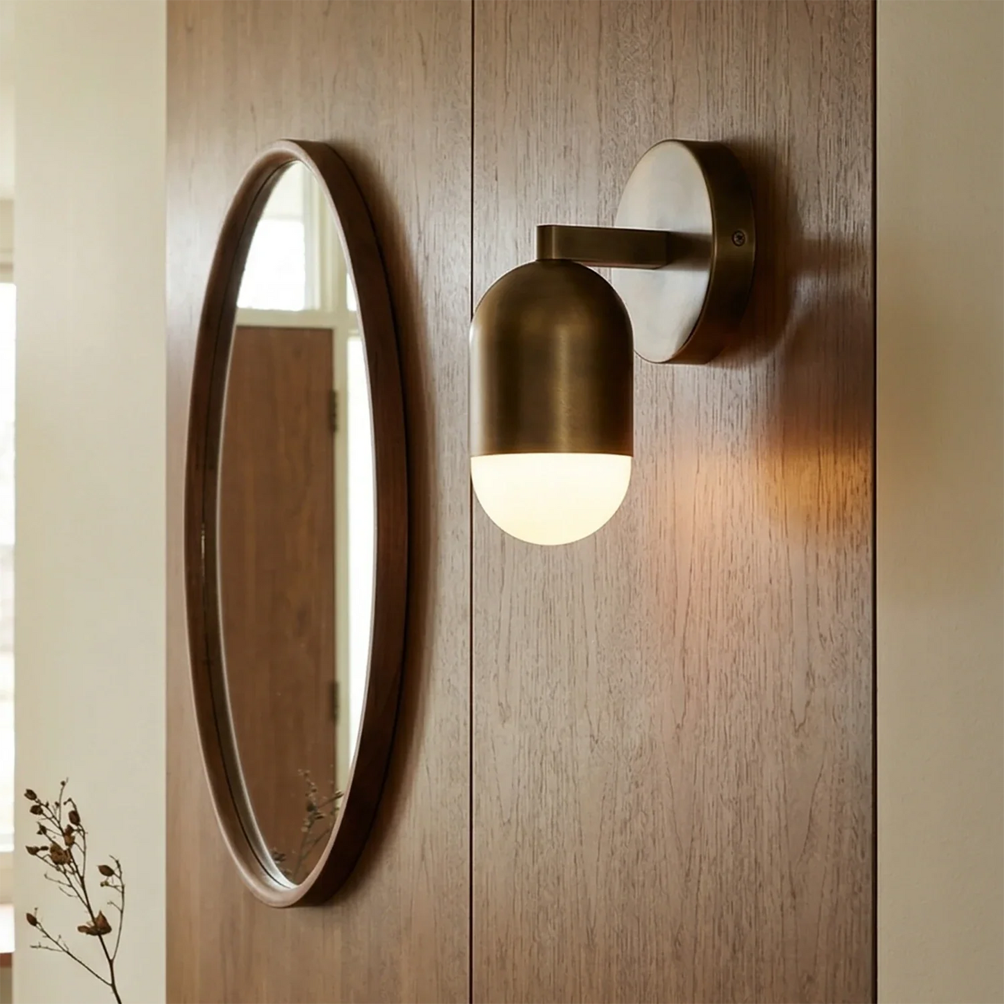 Fixed Down Brass Capsule Wall Sconce
