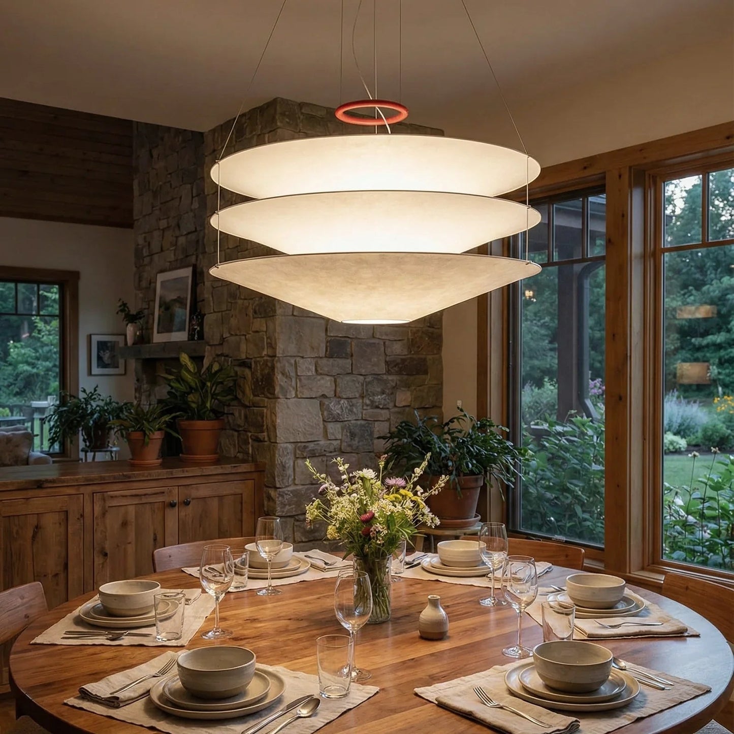 Floating Three Tiered Disc Pendant Light