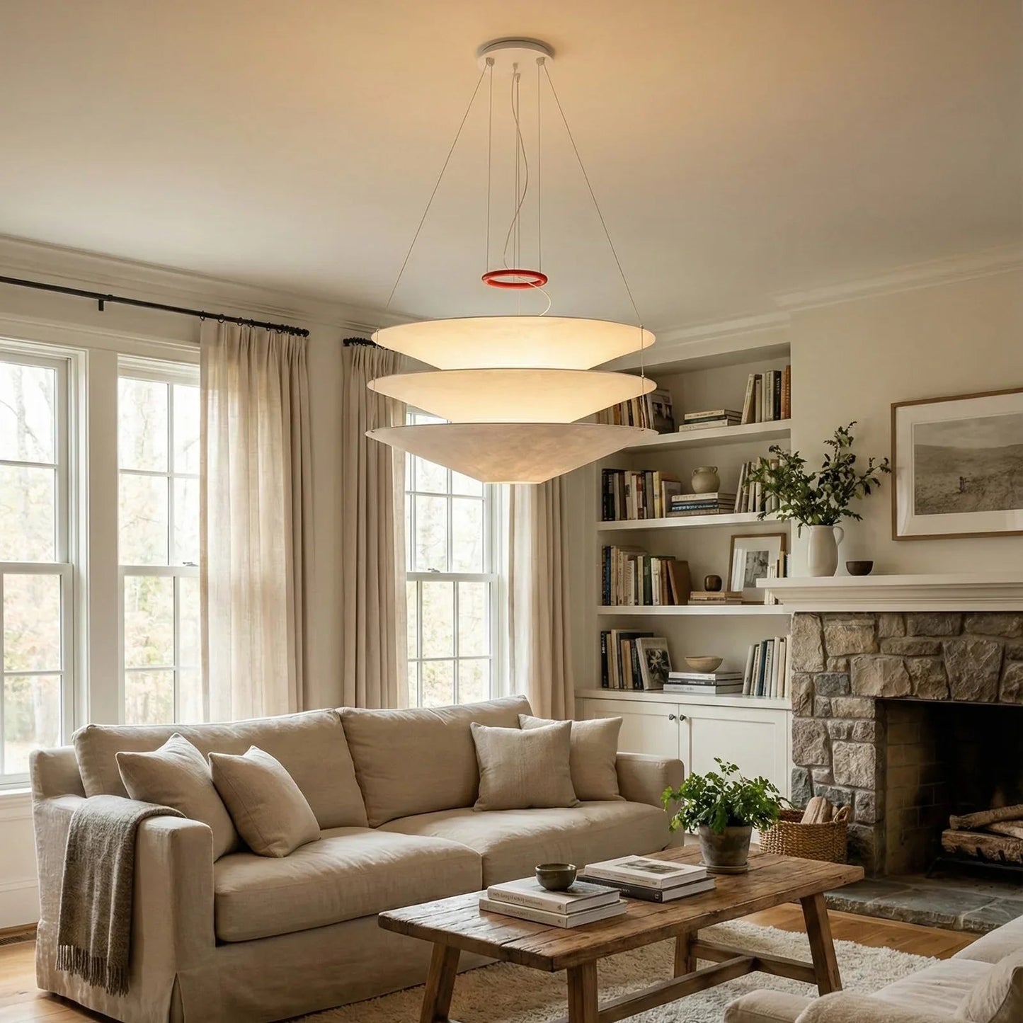 Floating Three Tiered Disc Pendant Light