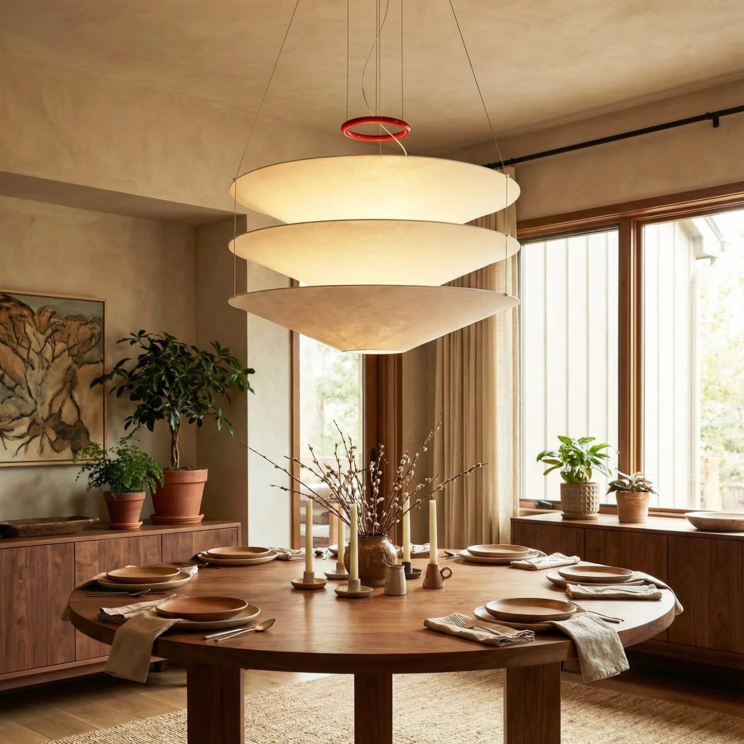 Floating Three Tiered Disc Pendant Light