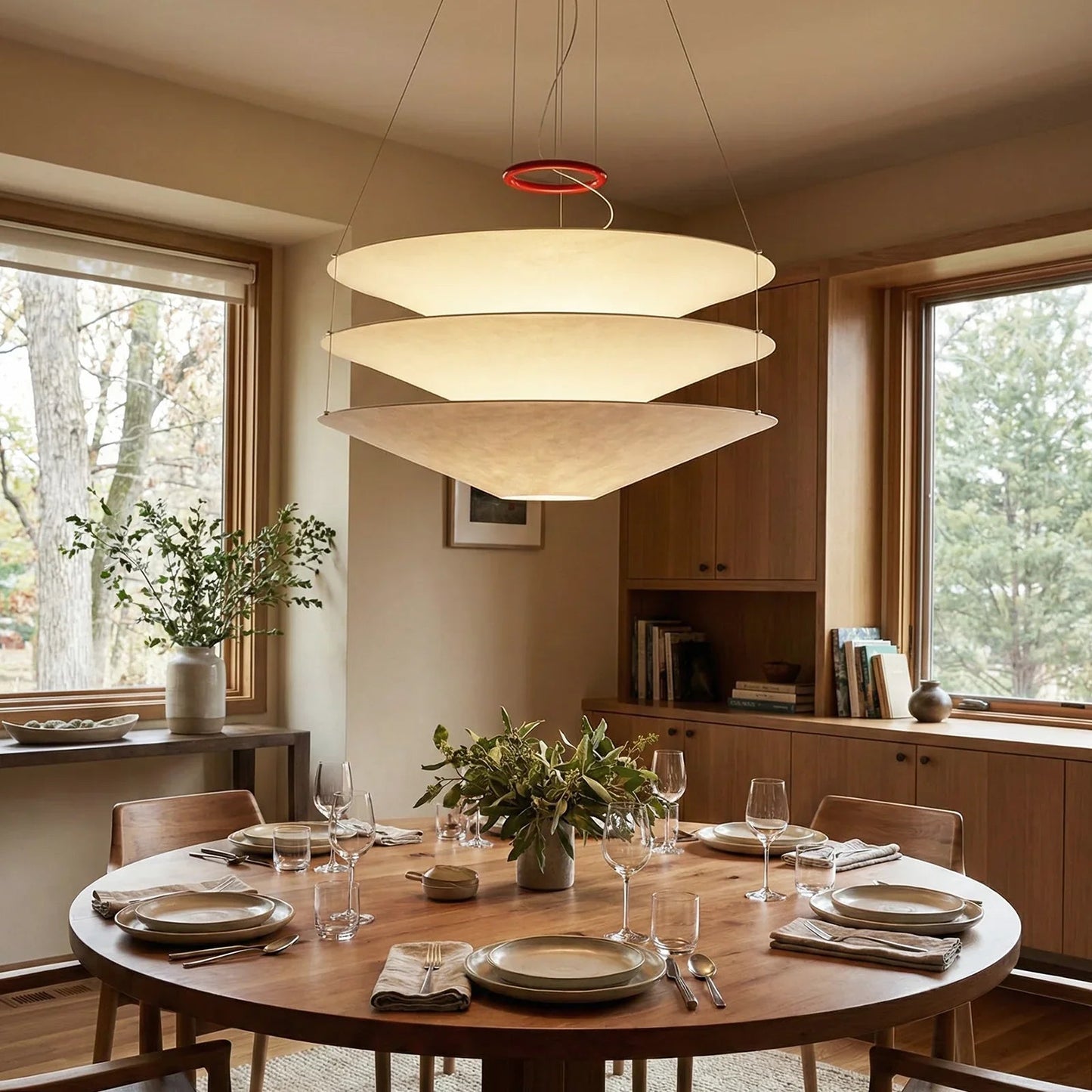 Floating Three Tiered Disc Pendant Light